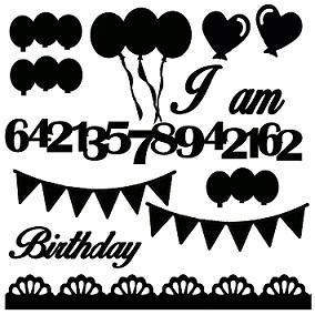 I am ,birthday,banner,balloons,numbers 12 x 12